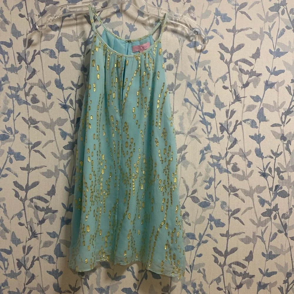 Lilly Pulitzer Del Mar blue and gold silk halter camisole - Picture 1 of 6